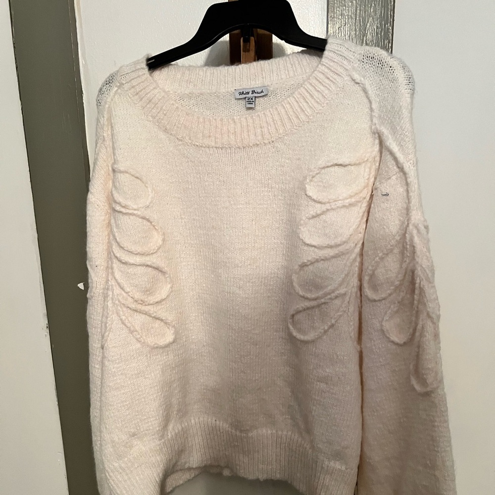White Birch Cream Sweater with Cut-Out Details